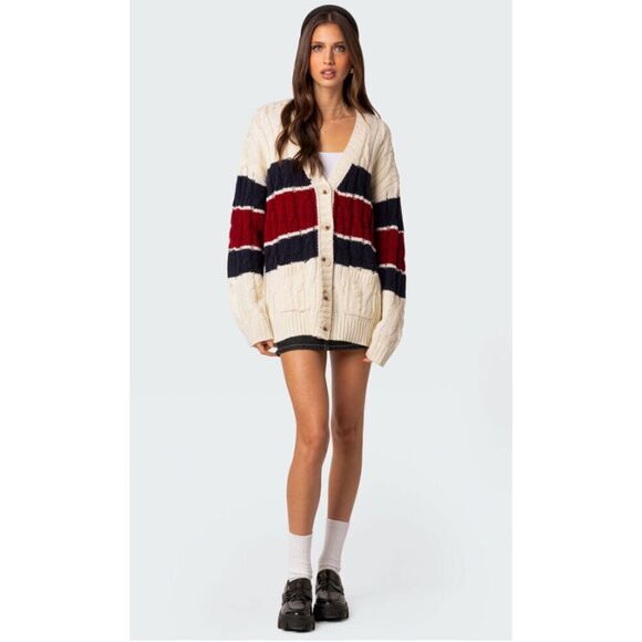 Edikted Tinsley Oversized Cable Knit Cardigan Size XS/S NWT! - Picture 1 of 8